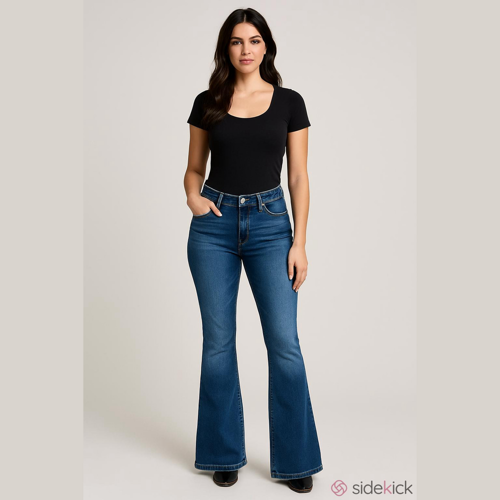 Washlabshop Flare Wide Leg Medium Wash Size 30